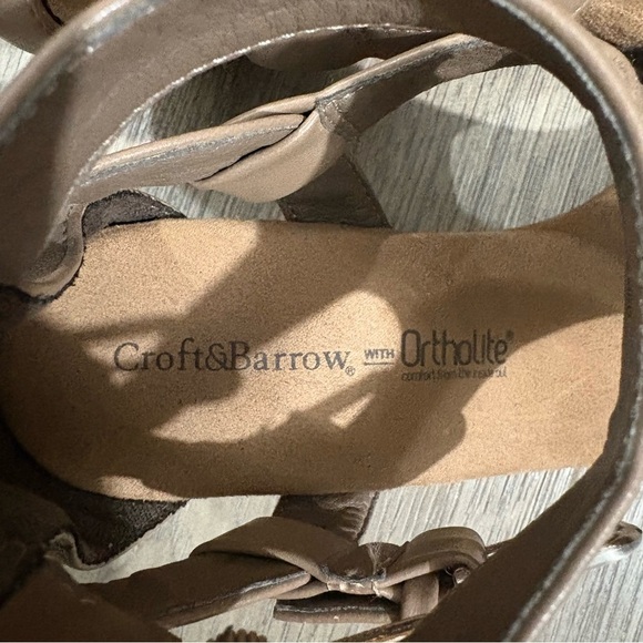 Croft and Barrow w Ortholite Taupe Women's Wedge Heels Sz 9 Zip Buckle Bohemian - Picture 7 of 10